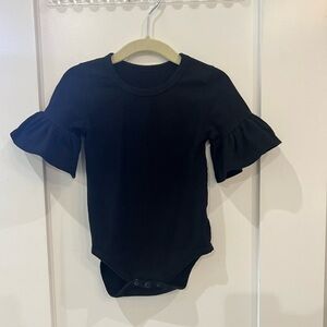 Black Ruffle Sleeve Girls One Piece. Size 12-18 months